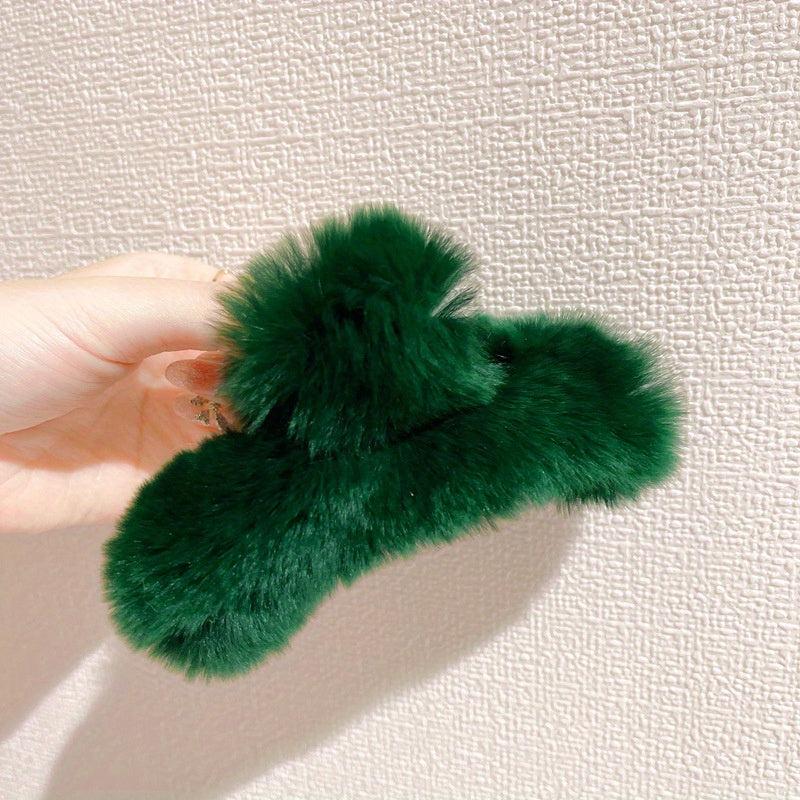 Faux Fur Plush Hair Claw Clip Strong Hold Grip Hair Jaw Clip