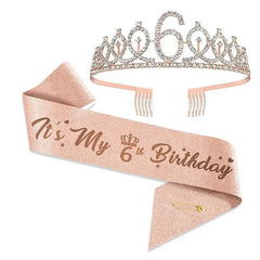 Birthday Queen Crown Set Crystal Tiara and Satin Sash