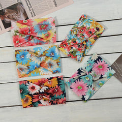 Chrysanthemum Print Headband Cross Knotted Hair Band for Yoga Sports