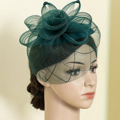 Women Flower Mesh Veil Clip Church Hat Derbyhat Duck Billed Clip