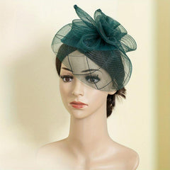 Women Flower Mesh Veil Clip Church Hat Derbyhat Duck Billed Clip