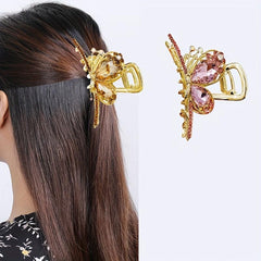 Rhinestone Butterfly Hair Claw Nonslip Ponytail Holder