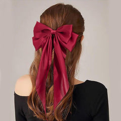 Girls Solid Bow Hair Clip Metal Spring Clips Ponytail Barrette Hair Accessories