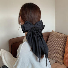Girls Solid Bow Hair Clip Metal Spring Clips Ponytail Barrette Hair Accessories