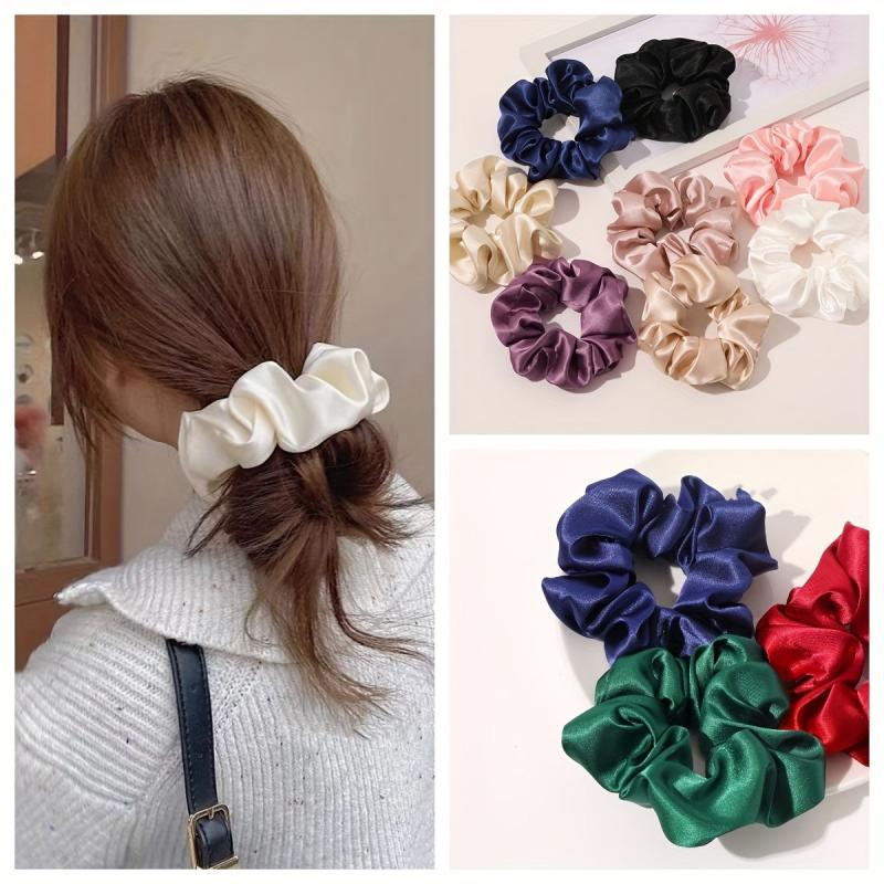 Silky Satin Scrunchies Hair Tie Ponytail Holder Hair Rope Women Girls Accessorie
