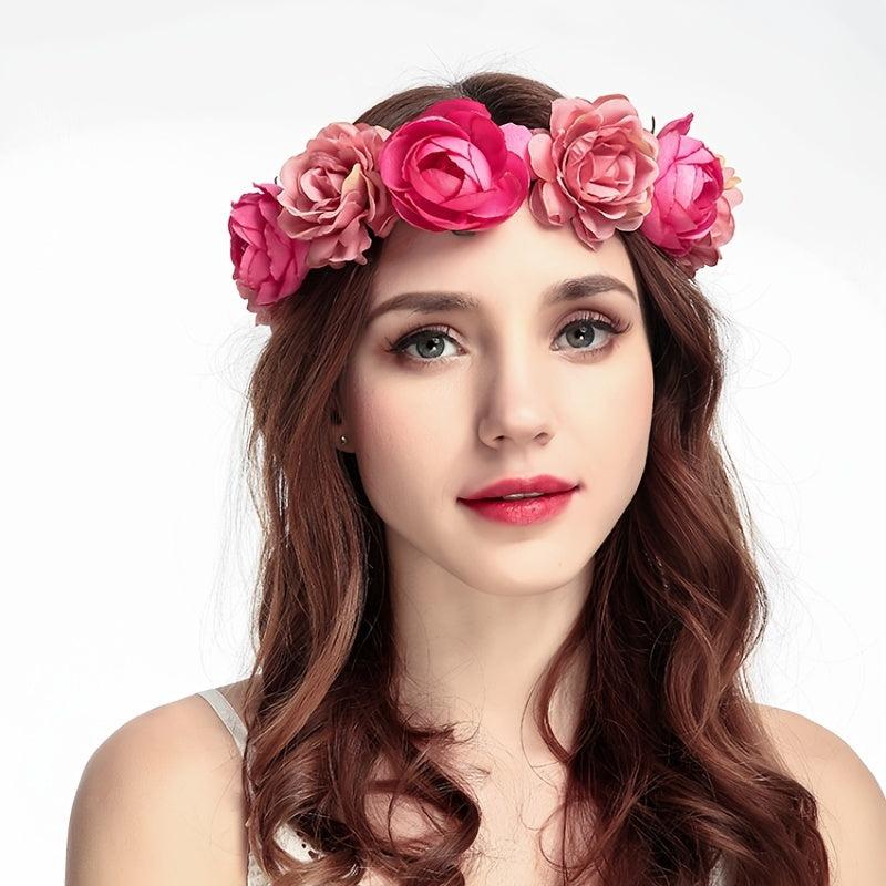 Rose Hairpin Holiday Wreath Hair Band Headdress Flower Crown Headband