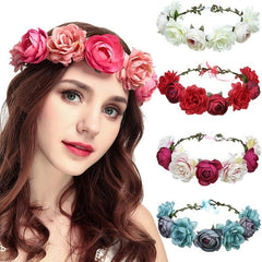 Rose Hairpin Holiday Wreath Hair Band Headdress Flower Crown Headband