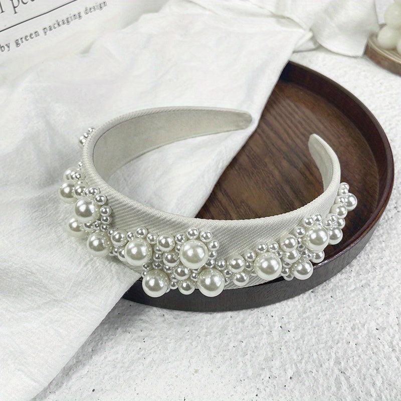 Faux Pearl Headband Wide Brim Headdress Hair Accessories For Women