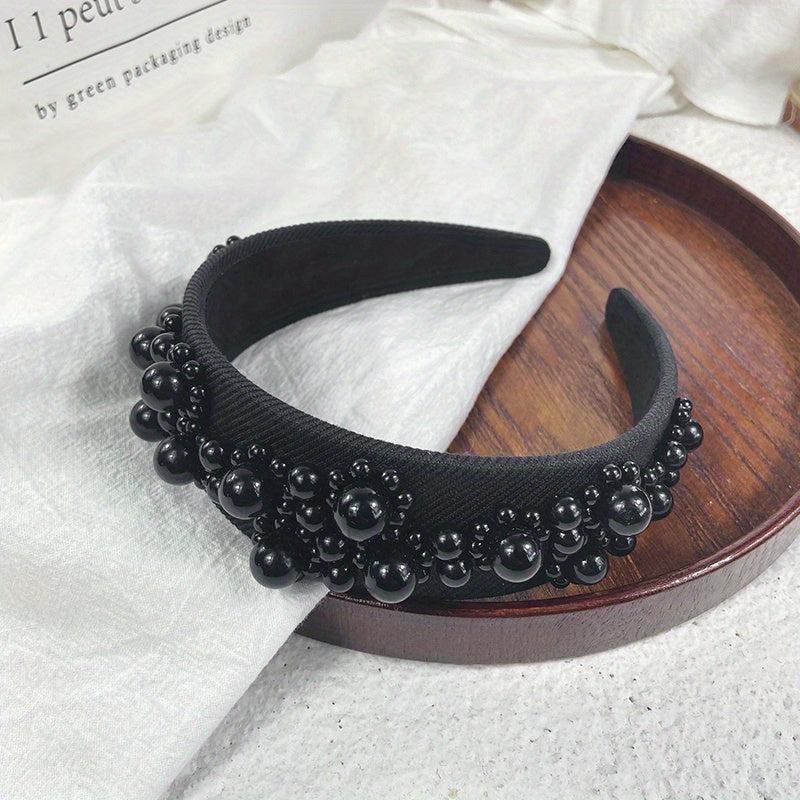 Faux Pearl Headband Wide Brim Headdress Hair Accessories For Women