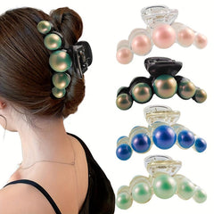 Faux Pearl Decor Hair Claw Minimalist Banana Clip