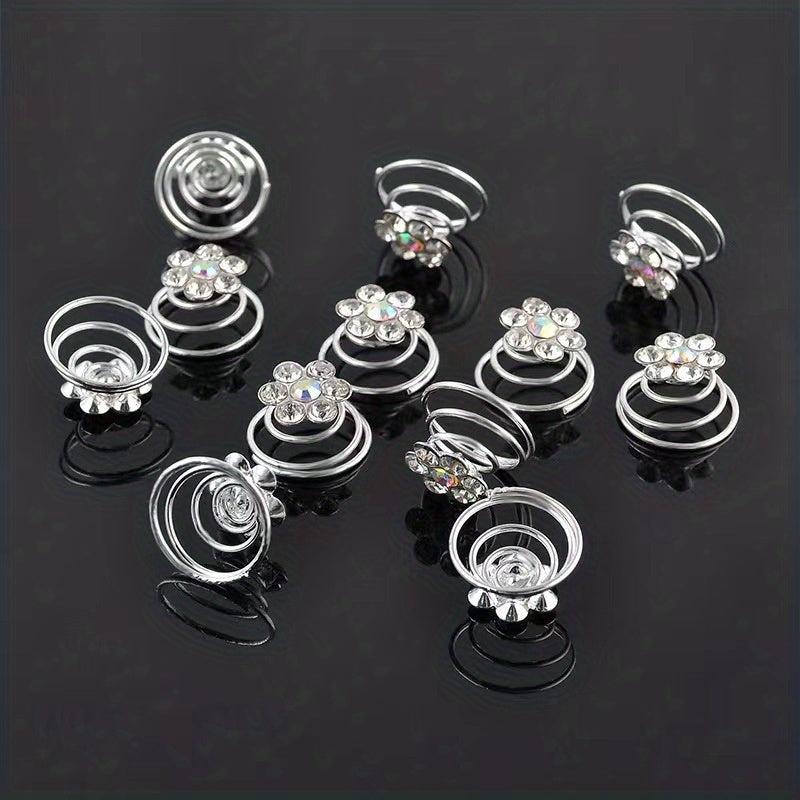 12pcs Faux Pearl Hair Coil Ring Spiral Hairpin Wedding Bridal Hair Accessories
