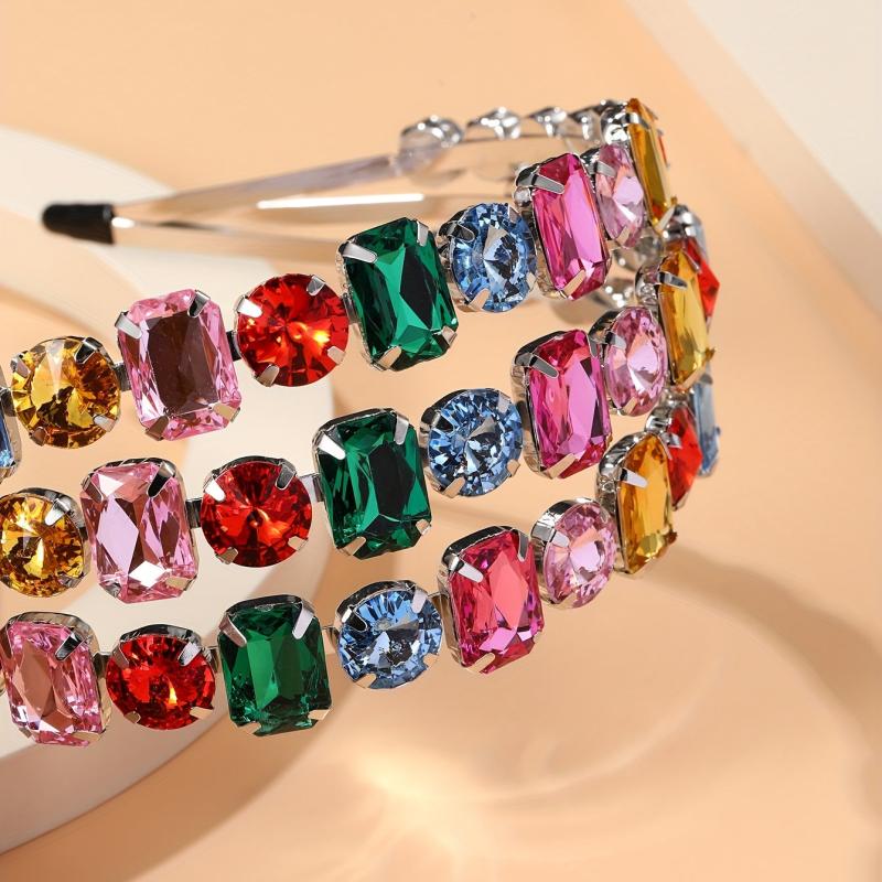 Colored Rhinestone Headband Birthday Party Headdress Hair Accessory