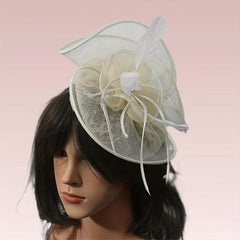 Women's Retro Mesh Flower Feather Clip - Bridal Headdress