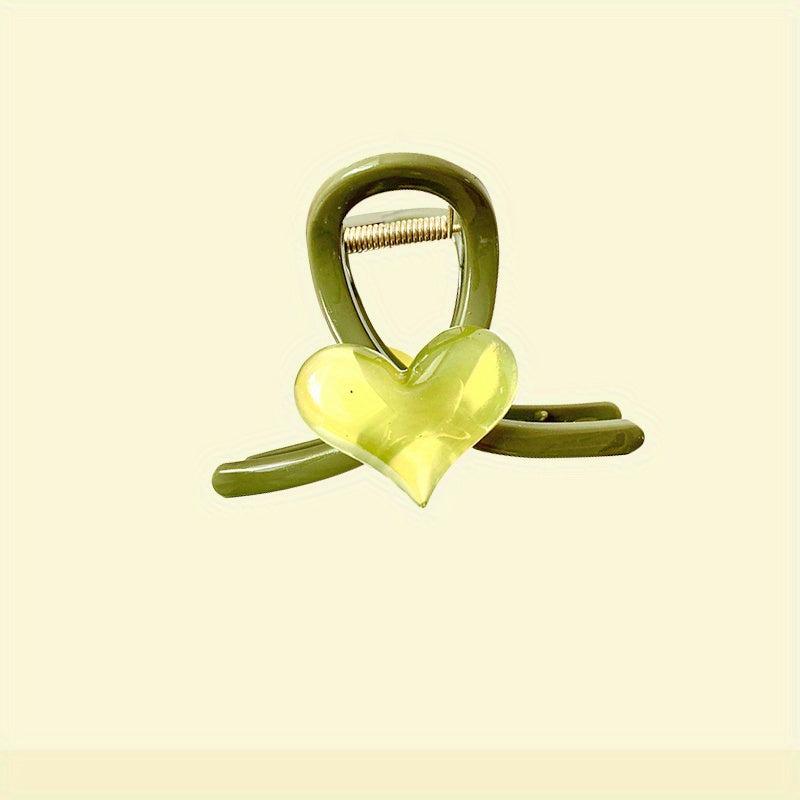 4pcs Jelly Heart Hair Claw Ponytail Holder Hair Clip