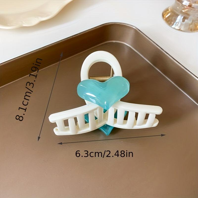 4pcs Jelly Heart Hair Claw Ponytail Holder Hair Clip