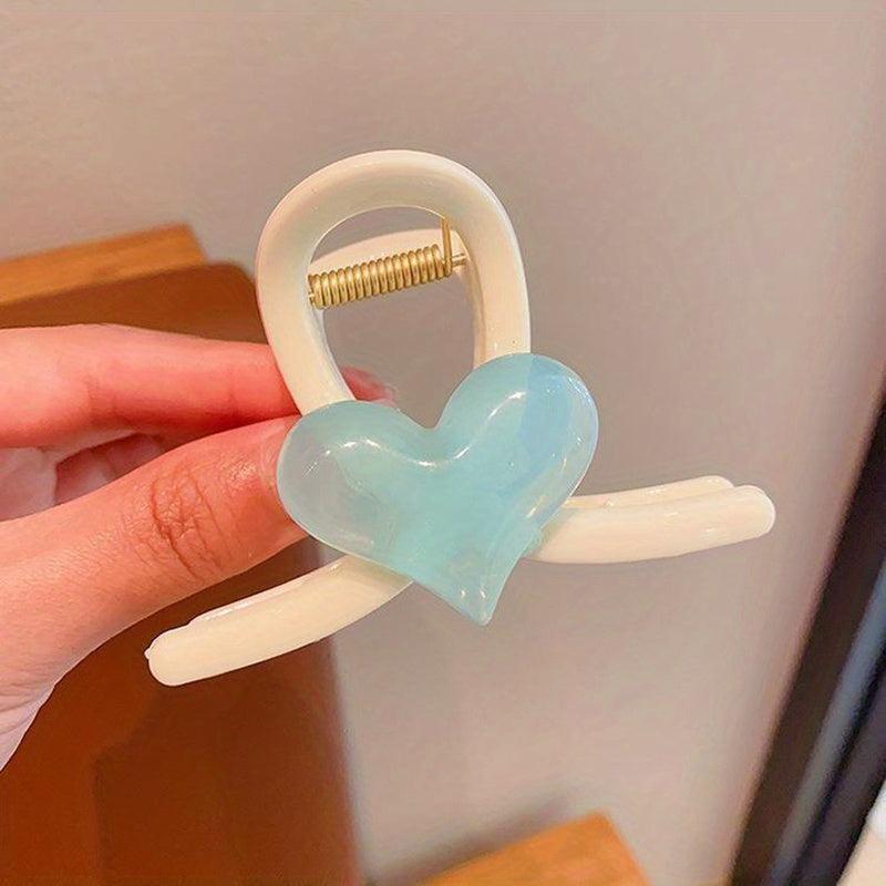 4pcs Jelly Heart Hair Claw Ponytail Holder Hair Clip