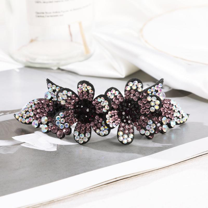 Flower Rhinestone Hair Clips Ponytail Holder Hair Accessories