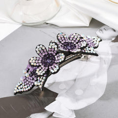 Flower Rhinestone Hair Clips Ponytail Holder Hair Accessories