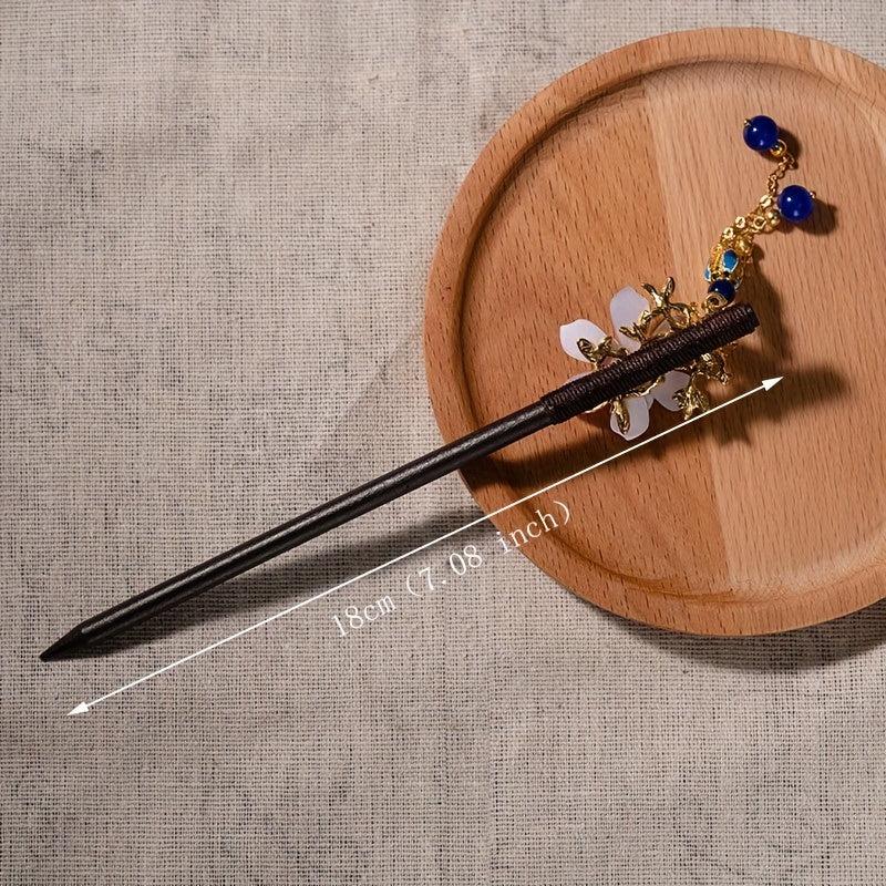 Wooden Flower Hairpin With Pendant for Women