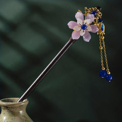 Wooden Flower Hairpin With Pendant for Women