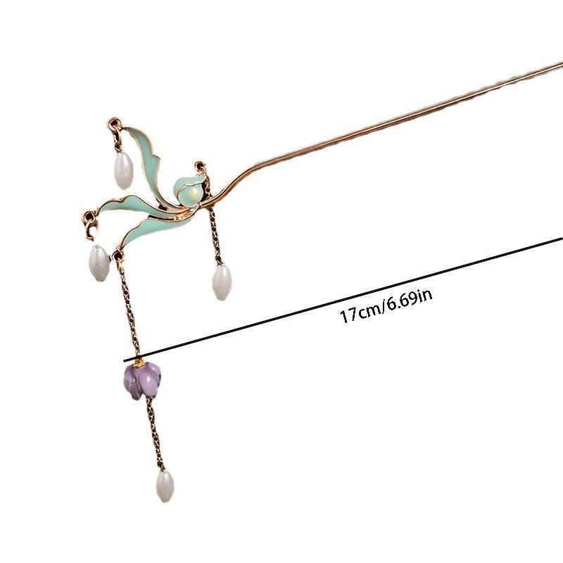Vintage Chinese Style Hanfu Hairpin Leaf Tassel Hair Pin