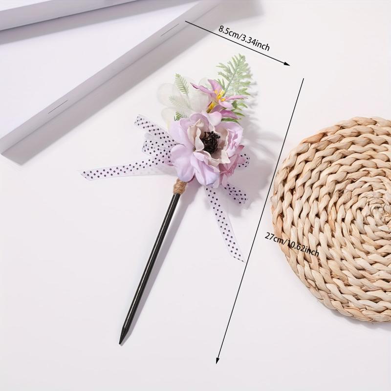 Simulation Flower Hairpin Wooden Hair Stick Ponytail Holder Hair Accessories