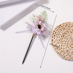 Simulation Flower Hairpin Wooden Hair Stick Ponytail Holder Hair Accessories