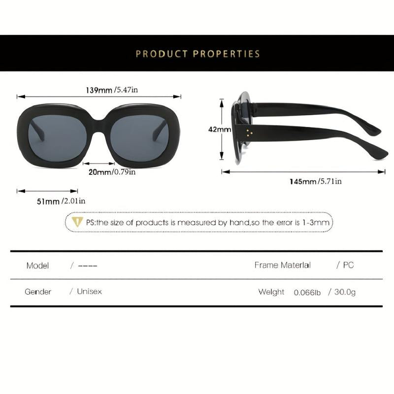 Y2K Large Oval Sunglasses Vintage Jelly UV400 Sun Shades Summer Beach