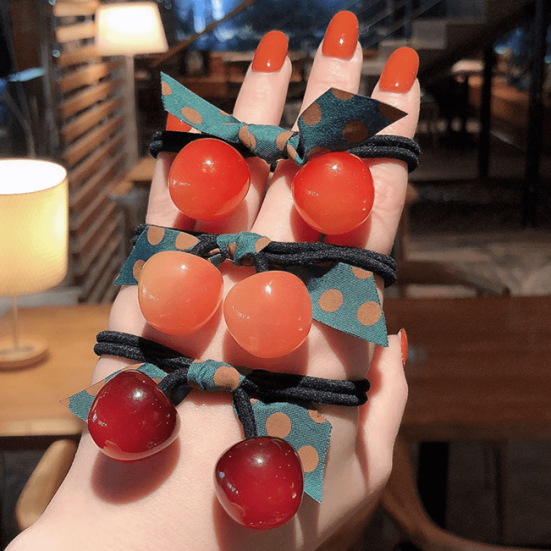 Girls Cherry Hair Ties Elastic Hair Rope Hair Accessories