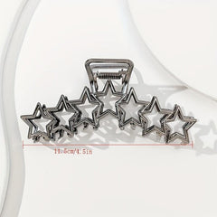 Hollow Star Metal Hair Claw Clip Silver Non Slip Strong Hold Grip Hair Jaw Clip