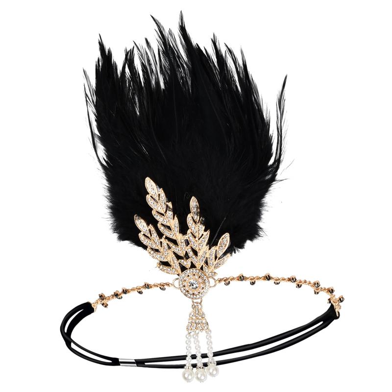 Vintage Flapper Headpiece Faux Feather Headband 20's Hair Accessories
