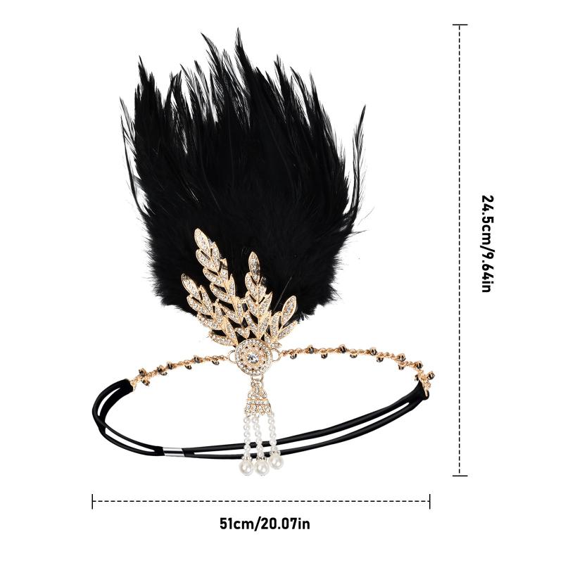 Vintage Flapper Headpiece Faux Feather Headband 20's Hair Accessories