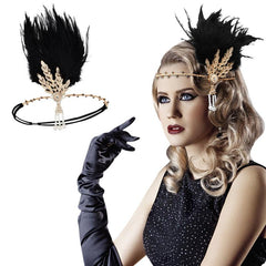Vintage Flapper Headpiece Faux Feather Headband 20's Hair Accessories