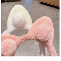 Pink Cat Ears Headband for Face Washing Makeup Shower
