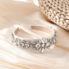 Baroque Rhinestone Flower Headband Crystal Padded Hair Band Vintage Headdress