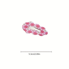 Plaid Snap Clip Wavy Hair Clip For Side Hair Bangs