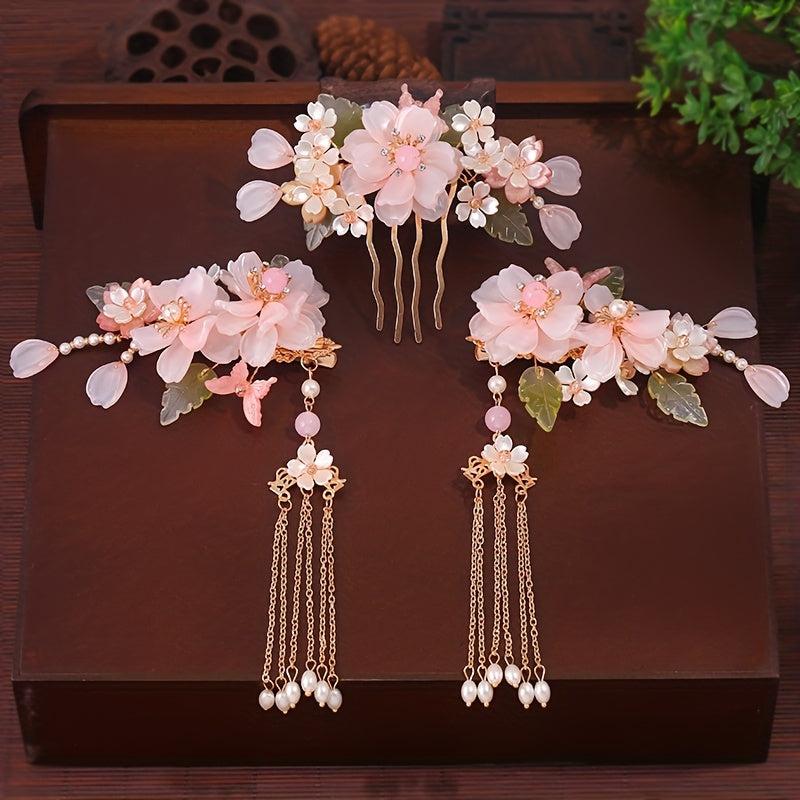 Chinese Style Flower Hair Accessories Set for Women