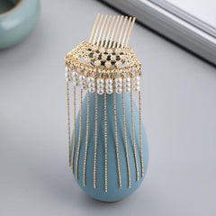 Chinese Style Hair Comb Pin Pearl Tassel Alloy Hair Accessories