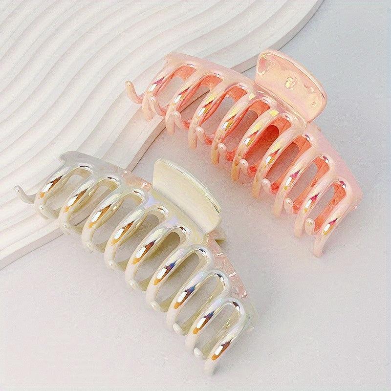 2pcs Plastic Laser Hair Claw Glitter Shark Claw, Hair Accessories For Women