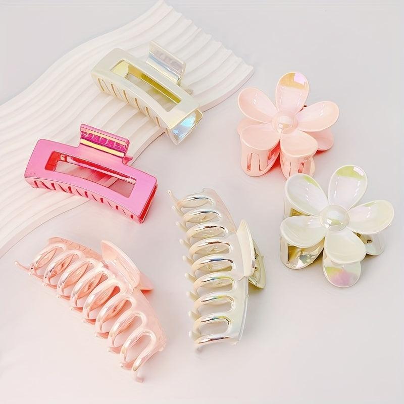 2pcs Plastic Laser Hair Claw Glitter Shark Claw, Hair Accessories For Women