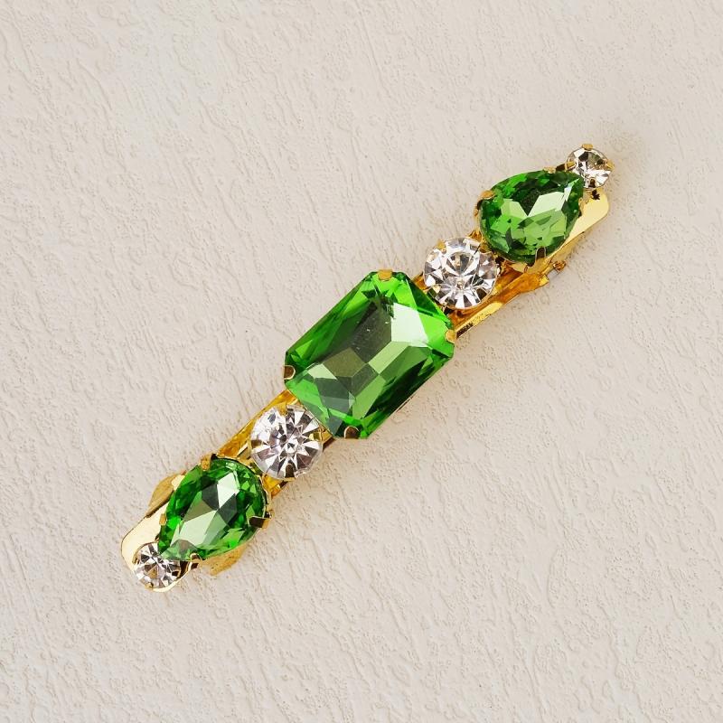 6pcs Green Crystal Hair Clips Rhinestone Hair Pins
