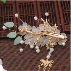 Chinese Flower Hair Clip Non-slip Duck Billed Hair Accessory