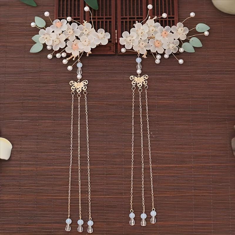 Chinese Flower Hair Clip Non-slip Duck Billed Hair Accessory