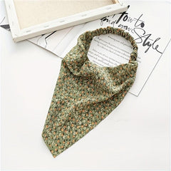 5pcs Floral Print Kerchief Chiffon Elastic Headscarf Triangular Headwear