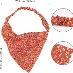 5pcs Floral Print Kerchief Chiffon Elastic Headscarf Triangular Headwear
