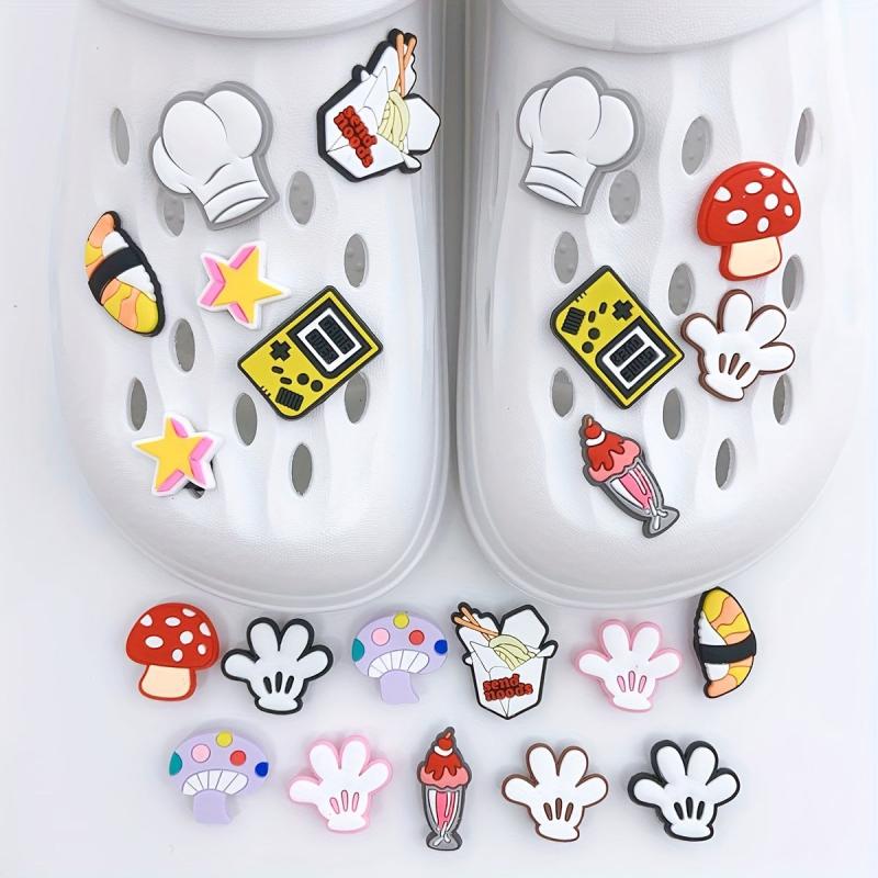 22pcs Cartoon Shoe Charm PVC Soft Rubber DIY Clogs Accessories Buckle Set