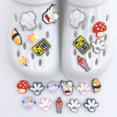 22pcs Cartoon Shoe Charm PVC Soft Rubber DIY Clogs Accessories Buckle Set