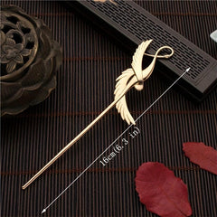 Metal Hairpin Crane Shape Hair Stick Ponytail Holder Women Hair Accessories