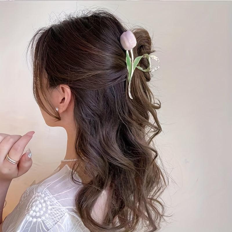 Tulip Hair Claw Large Metal Banana Clip Non Slip Hair Accessory