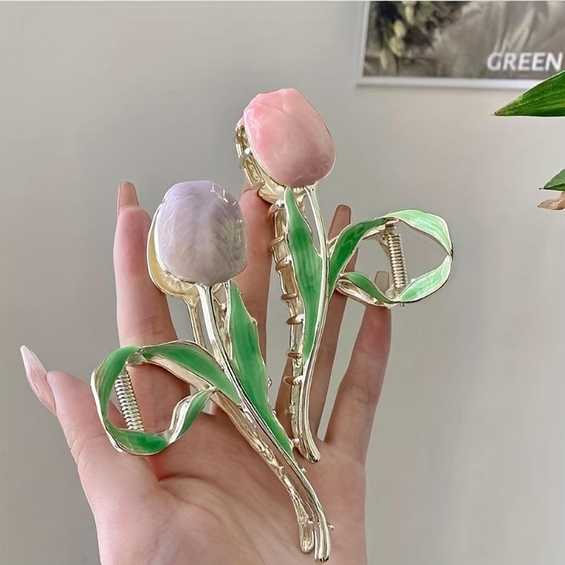 Tulip Hair Claw Large Metal Banana Clip Non Slip Hair Accessory